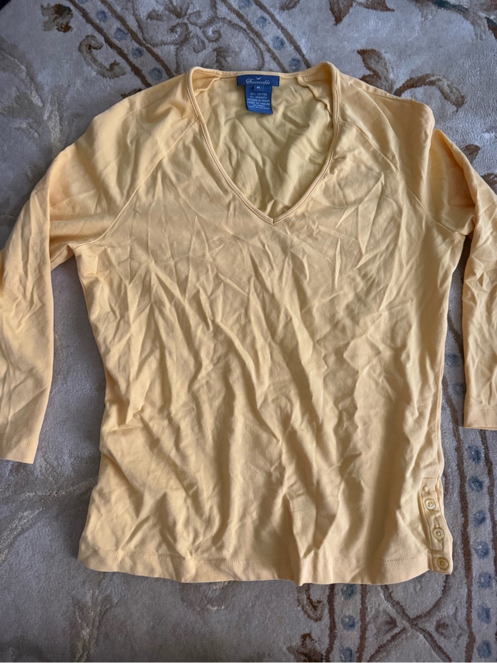Faconnable Pale Yellow V-Neck Long Sleeve Top
